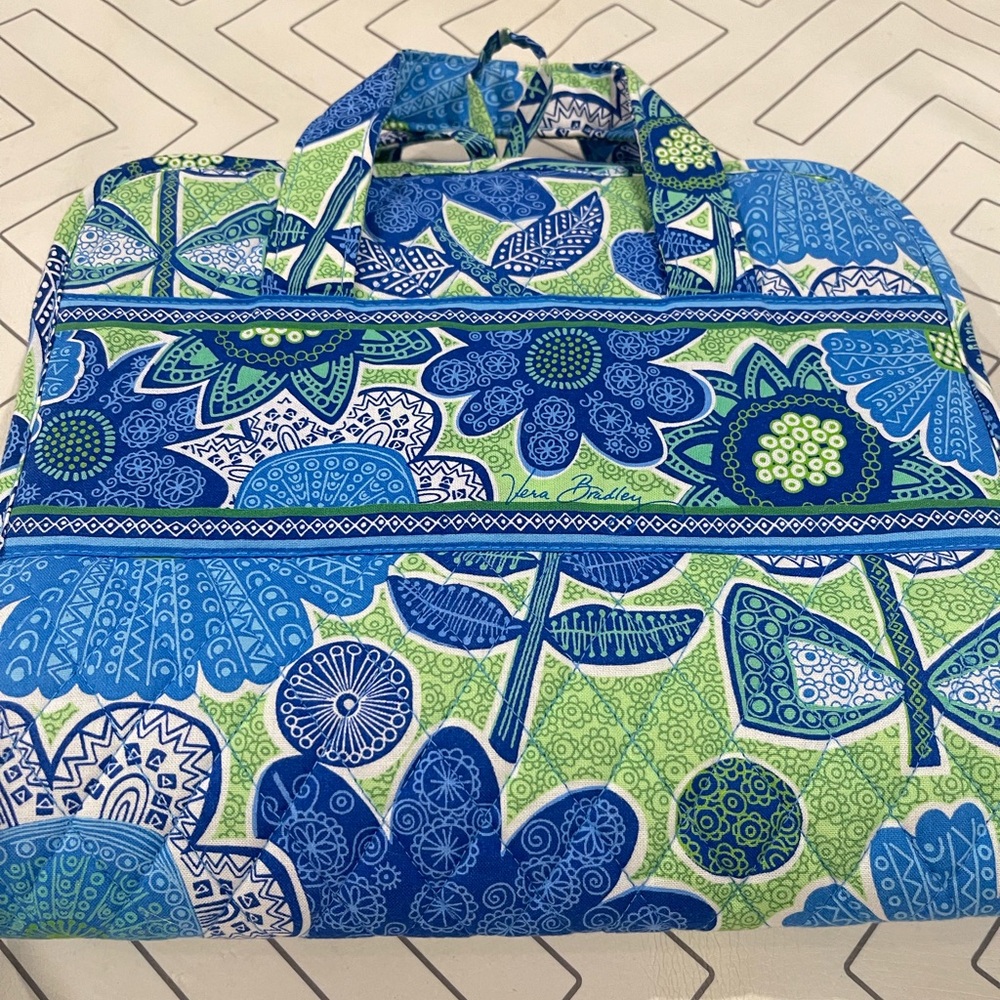 Vera Bradley Green and Blue Paisley Cosmetic Travel Organizer - Picture 2 of 12